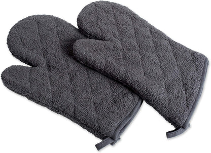 DII Basic Terry Collection 100% Cotton Quilted, Oven Mitt, Brown, 2 Piece