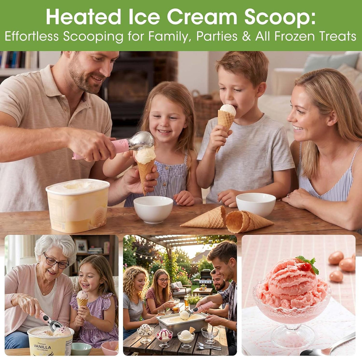 Heated Ice Cream Scoop with Removable Head – Dishwasher Safe