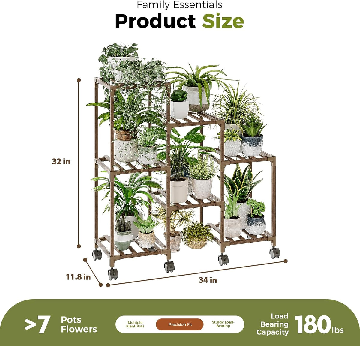 Bamworld Plant Stand Indoor Plant Shelf Outdoor Wood Plant Rack