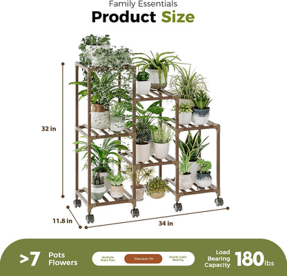 Bamworld Plant Stand Indoor Plant Shelf Outdoor Wood Plant Rack