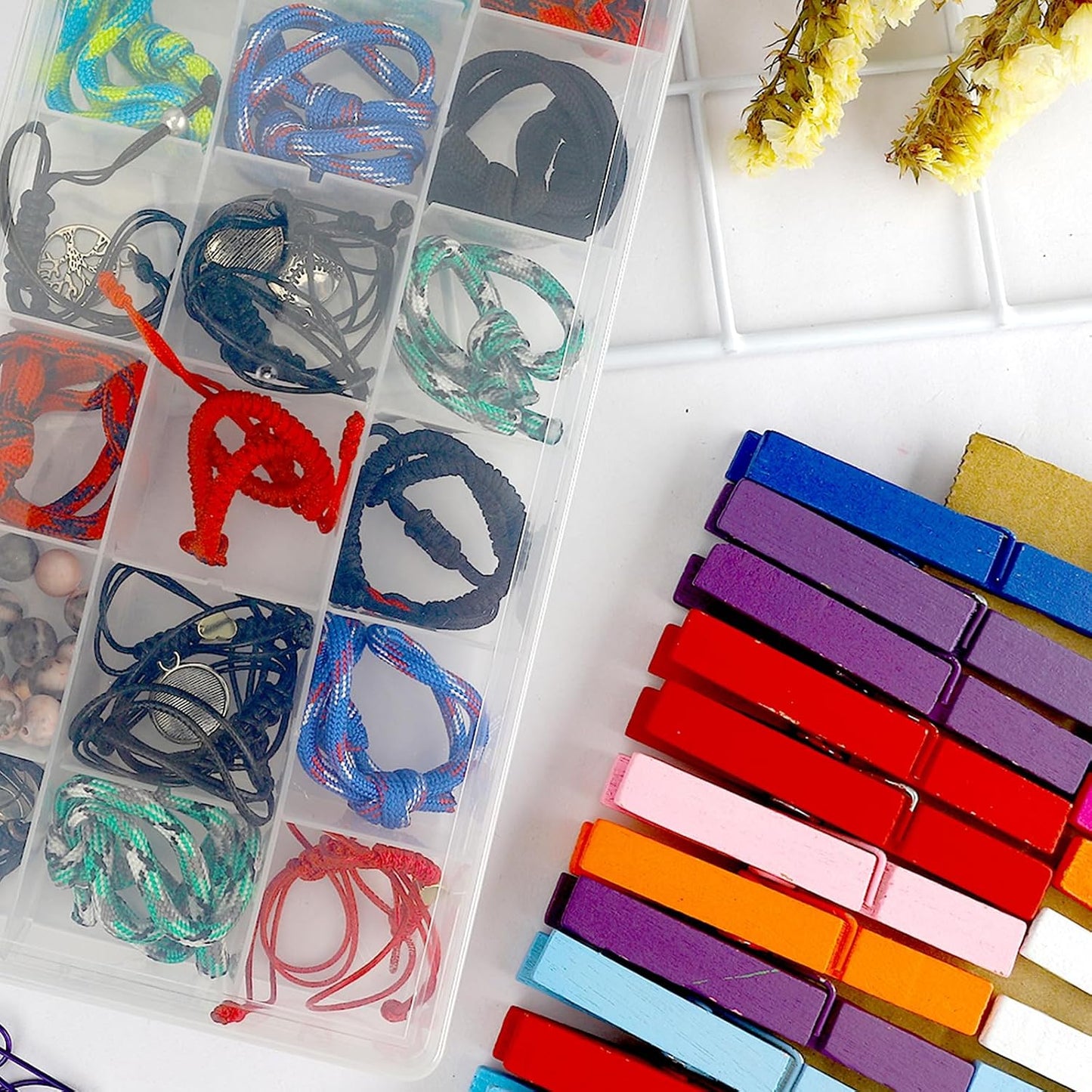 OALCQ 24 Grids Plastic Organizer Box With Dividers Clear Craft Storage Bead Organizer Box Earring Travel Pill Jewelry Organizers Storage Boxes Screw Seed Small Parts Hair Tie