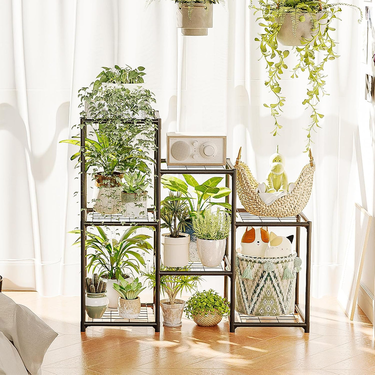 Bamworld Plant Stand Indoor Plant Shelf Outdoor Wood Plant Rack