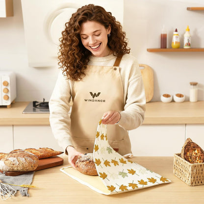 Wide Zipper Access Cotton &Beeswax Bags for Homemade Bread 2 Pack XL Reusable Beeswax Bread Bags for Homemade Bread Freezer Organic Cotton Food Storage Bags to Keep Fresh
