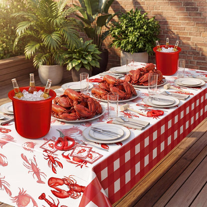 61 Pcs Seafood Tools Set Plastic Crawfish Tablecloth Lobster Bibs