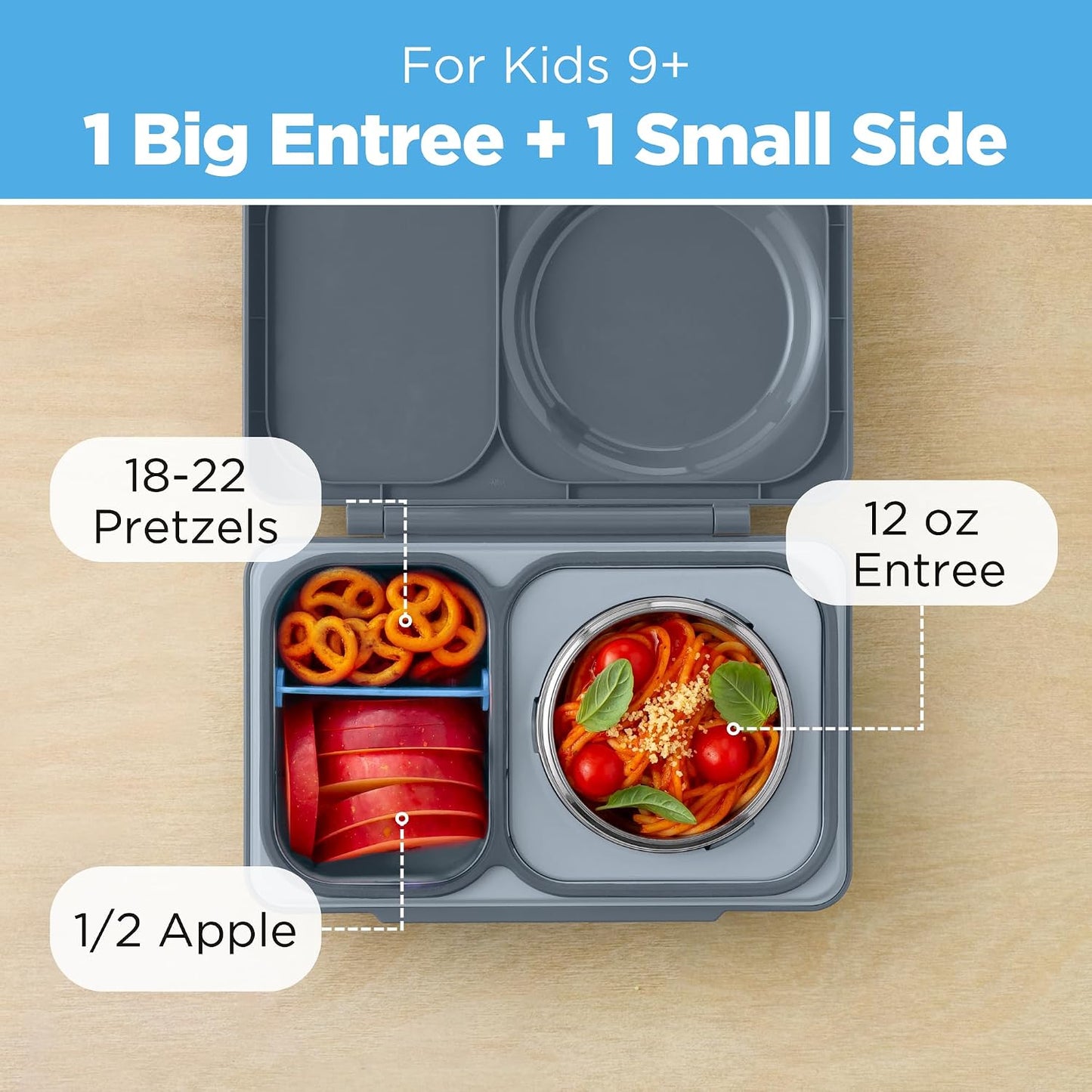 Omie OmieBox UP bento Box for Kids | Insulated Lunch Box | Leak Proof Vacuum Insulated Thermal Food jar | Cooler ice Pack | 2 Compartments (Cherry Pink)