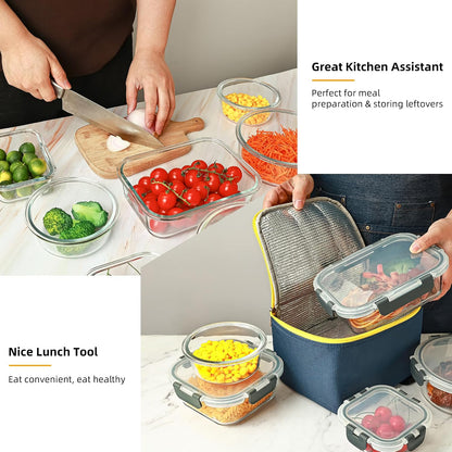 12 Pack Glass Food Storage Containers Set, Glass Meal Prep Containers with Lids, Airtight Lunch Containers, Dishwasher Safe, purple
