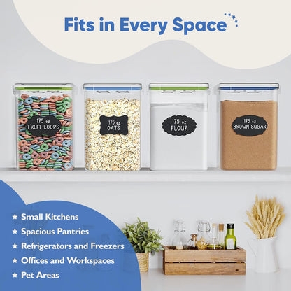 Chef's Path Extra Large Airtight Food Storage Containers with Lids, Pack of 2, 6.5L, 220Oz, Airtight Kitchen and Pantry Bulk Canisters for Flour, Sugar, Rice, and Baking Supplies - Transparent
