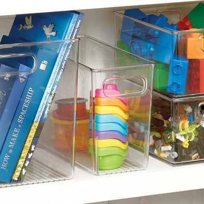 iDesign Tall Plastic Storage Bin with Handles, Set of 2, Clear | For Fridge or Freezer, Made in USA