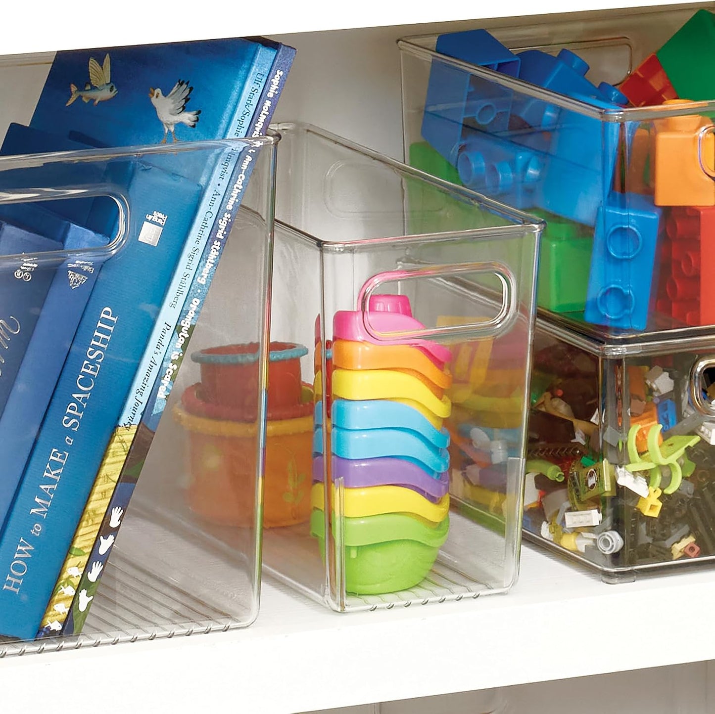 iDesign Tall Plastic Storage Bin with Handles, Set of 4, Clear | For Fridge or Freezer, Made in USA