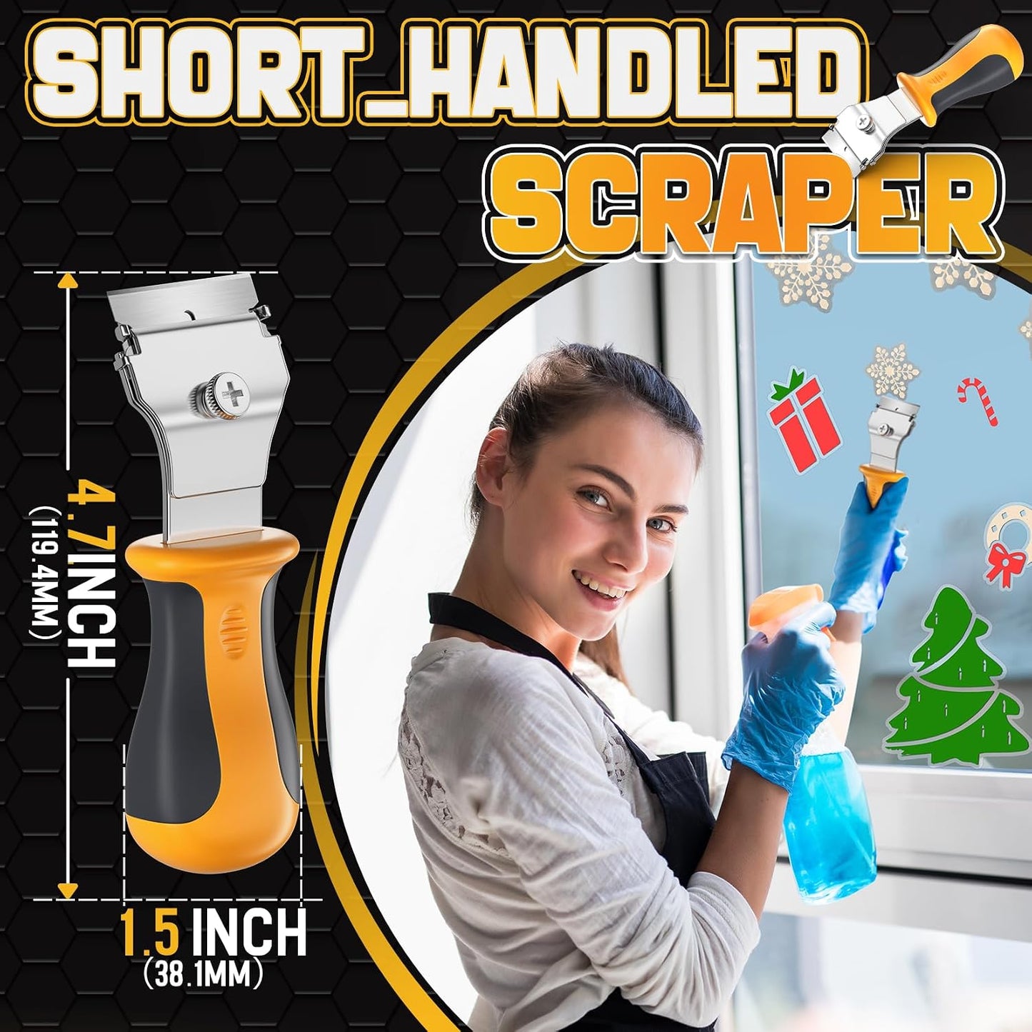 DIYSELF Razor Blade Scraper, 1 Pack Scraper Tool with 10pcs 4-Inch Blades, Razor Scraper for Cleaning Glass, Window, Stove Top, Oven, Kitchen, Cooktop, Shower Door, Sticky Residue, Tile, Wallpaper
