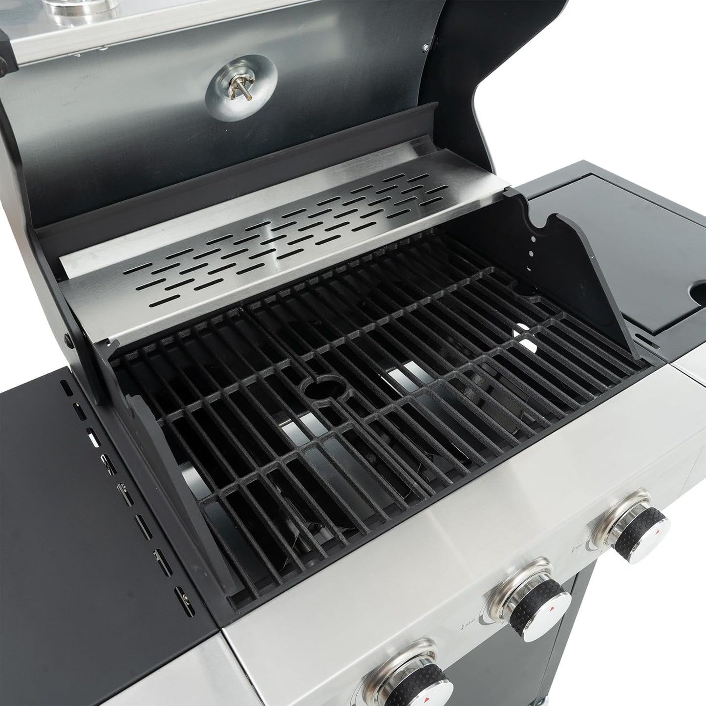 3-Burner Propane Gas Grill, 30,000 BTU Stainless Steel Outdoor BBQ Grill with Lid, Side Shelves & Wheels for Patio, Garden and Backyard Cooking
