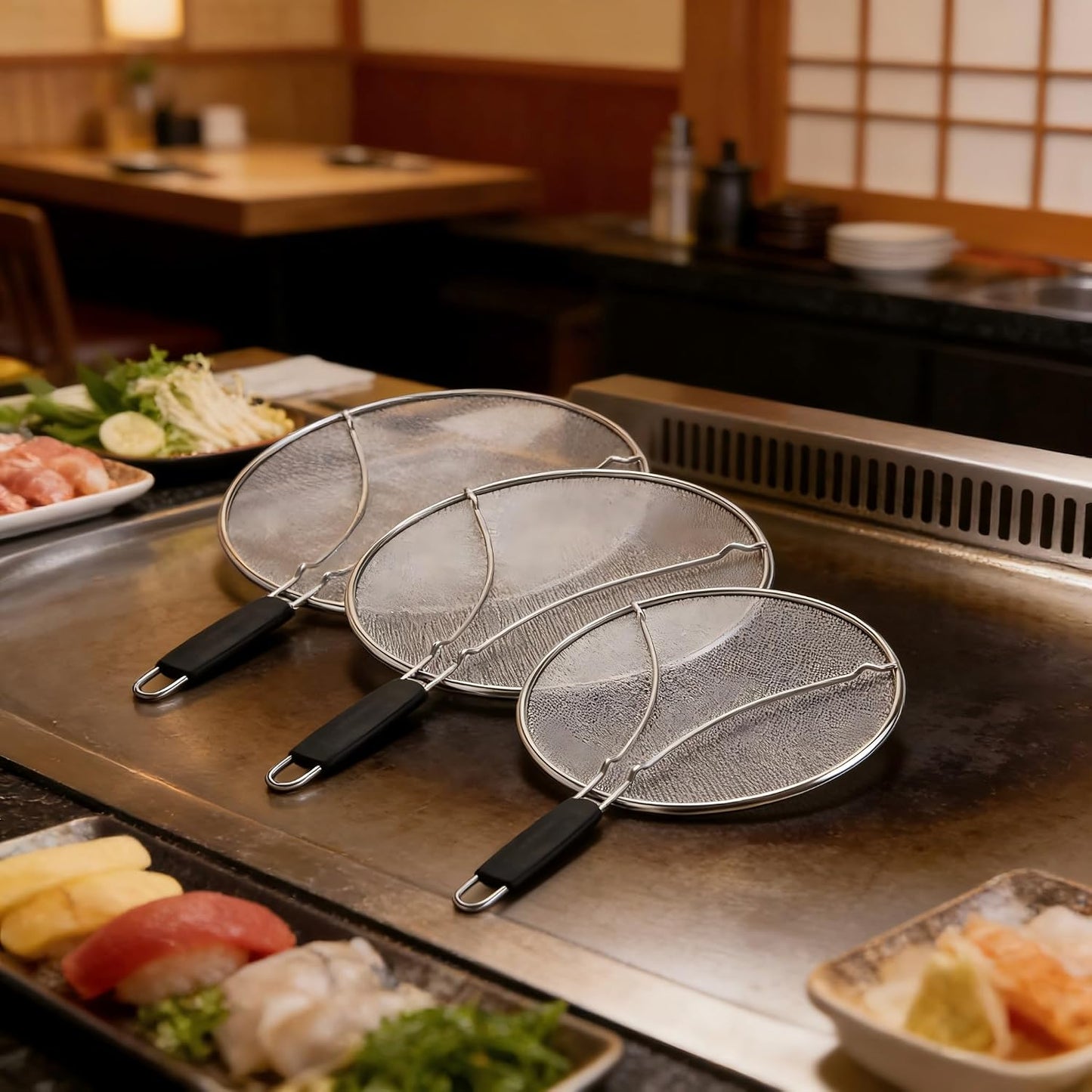 Premium Stainless Steel Grease Splatter Screen for Frying Pans & Cooking Pots, Fine Mesh Oil Splatter Guard with Comfort Grip Handles, 3 Size Set (9.5/11.5/13 Inches) (9.5/11.5inches)