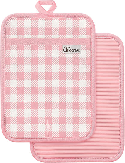 100% Thick Cotton Pot Holders Ribbed Soft Silicone Bright Flower