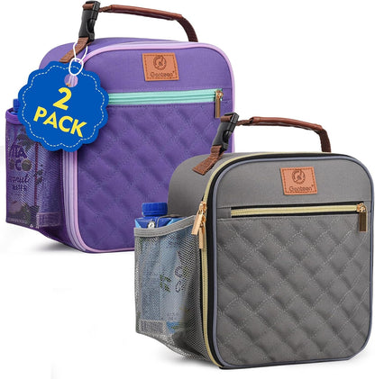 Genteen Kids Lunch Box, Insulated Lunch Bag for Kids, Toddler, Girl, and Boy; Holds Lunch Box, Water Bottle, & Snacks; Easy-Clean Water-Resistant Fabric & Multiple Zippered Pockets (Yellow Blue)