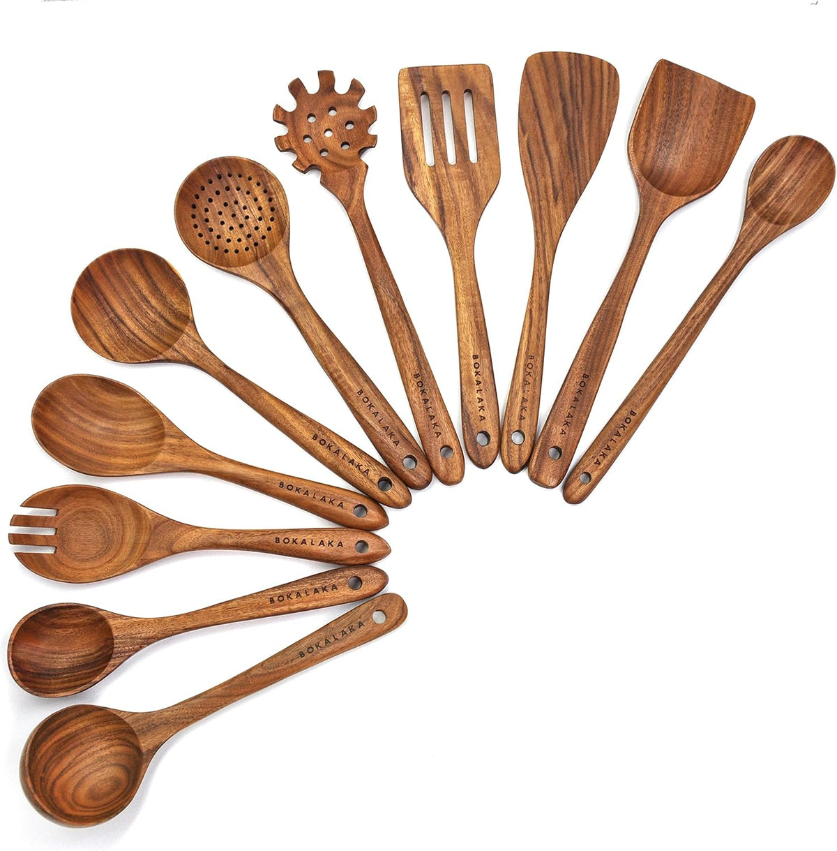 Wooden Spoons for Cooking, Natural Teak Wooden Kitchen Utensils Set Wooden Utensils for Cooking Wooden Cooking Utensils Wooden Spatulas for Cooking (10)