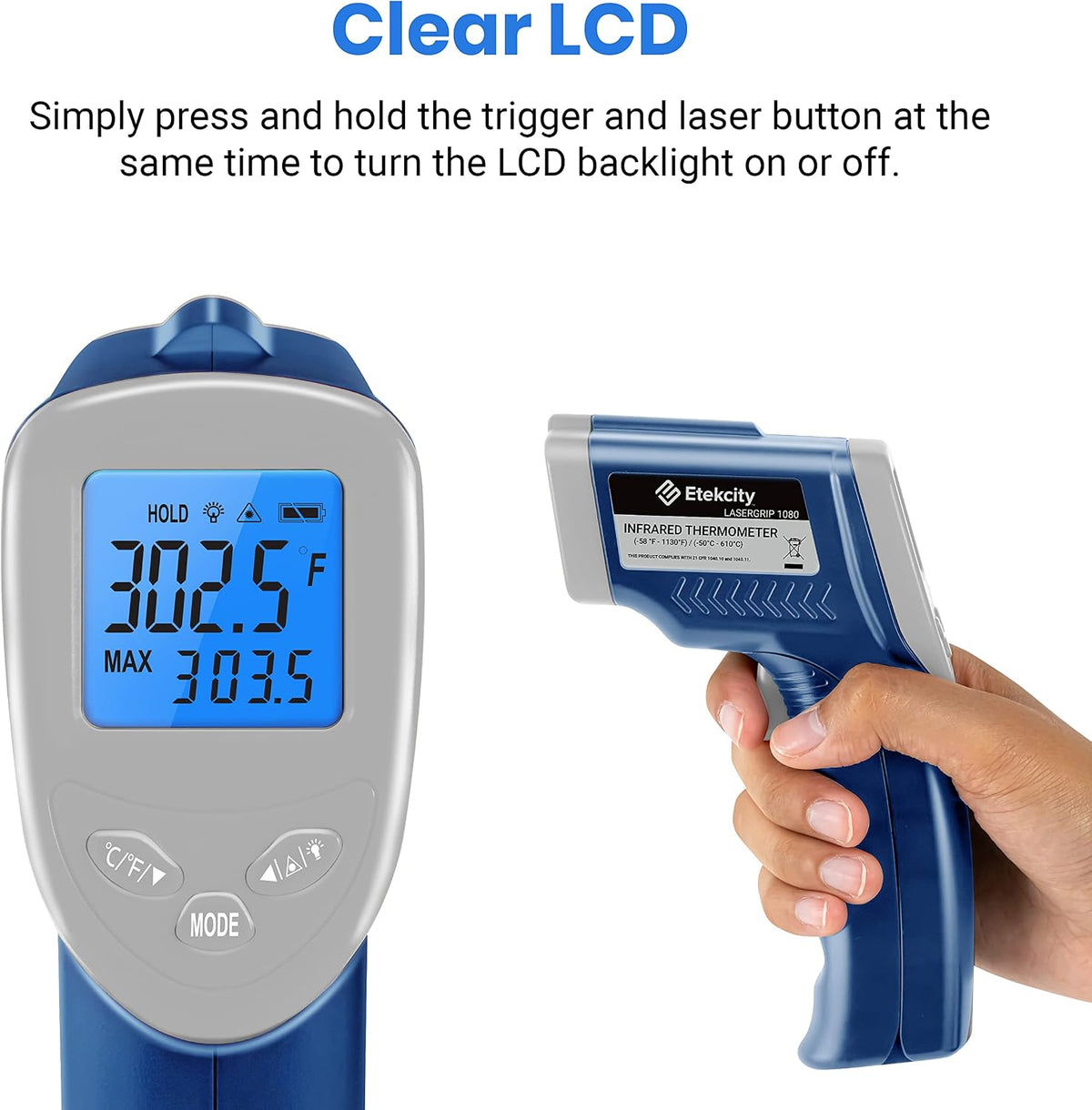 Etekcity Infrared Thermometer Laser Temperature Gun, -58°F~1130°F