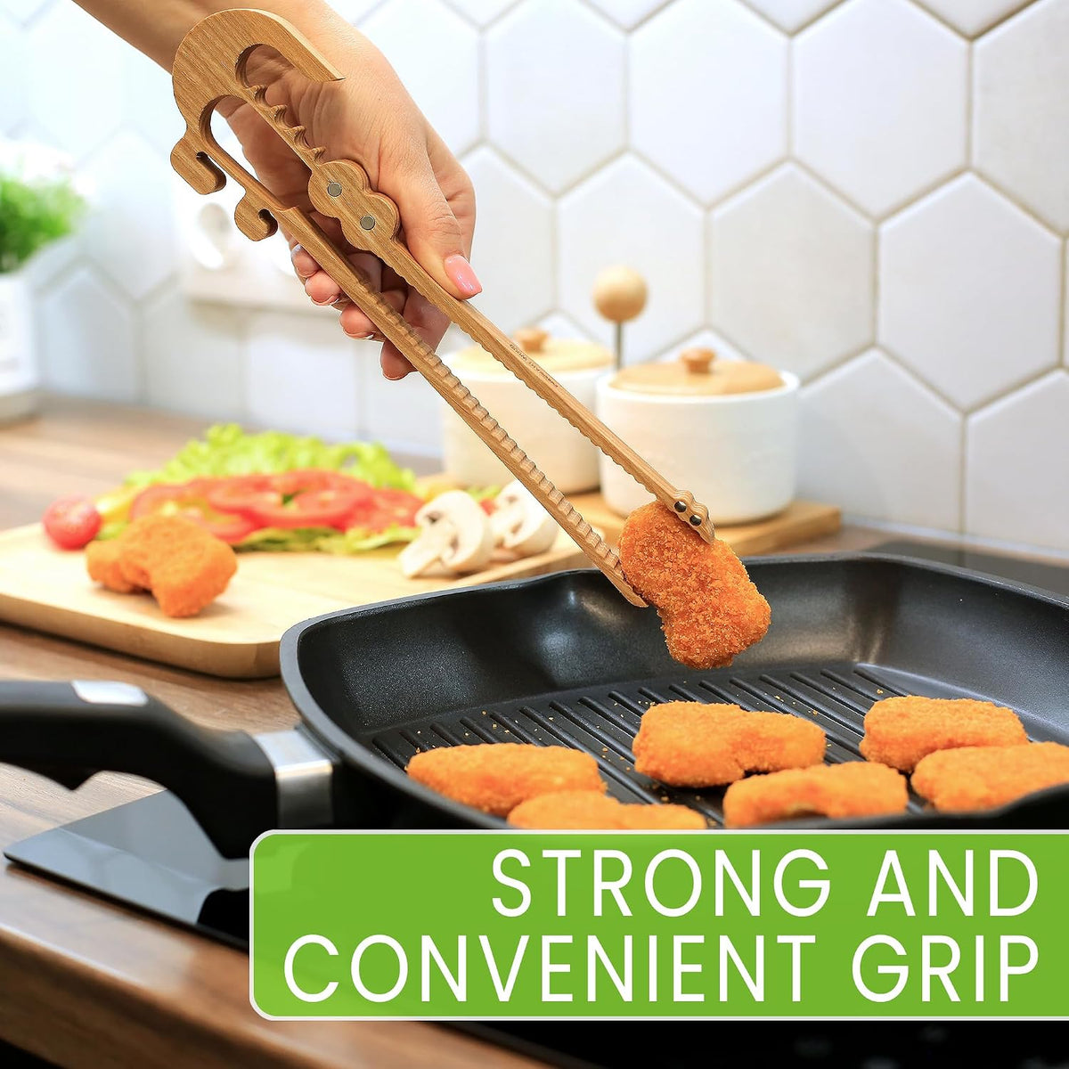 Crocodile-Shaped Wooden Toaster Tongs | 11-Inch Magnetic Kitchen Utensil for Cooking, Camping, and Outdoor Use | Fun, Easy Storage, Superior Grip | Great for Kids & Adults, Toast, BBQ
