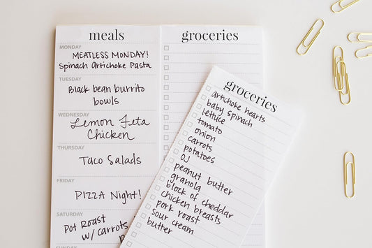 Weekly Magnetic Meal Planner Notepad By Julianne & Co - Food Planning Organizer And Grocery List Pad, 52 Premium A5 Pages, with Tear Away Perforated Shopping List (Blue China Print WITH Fridge Magnet)