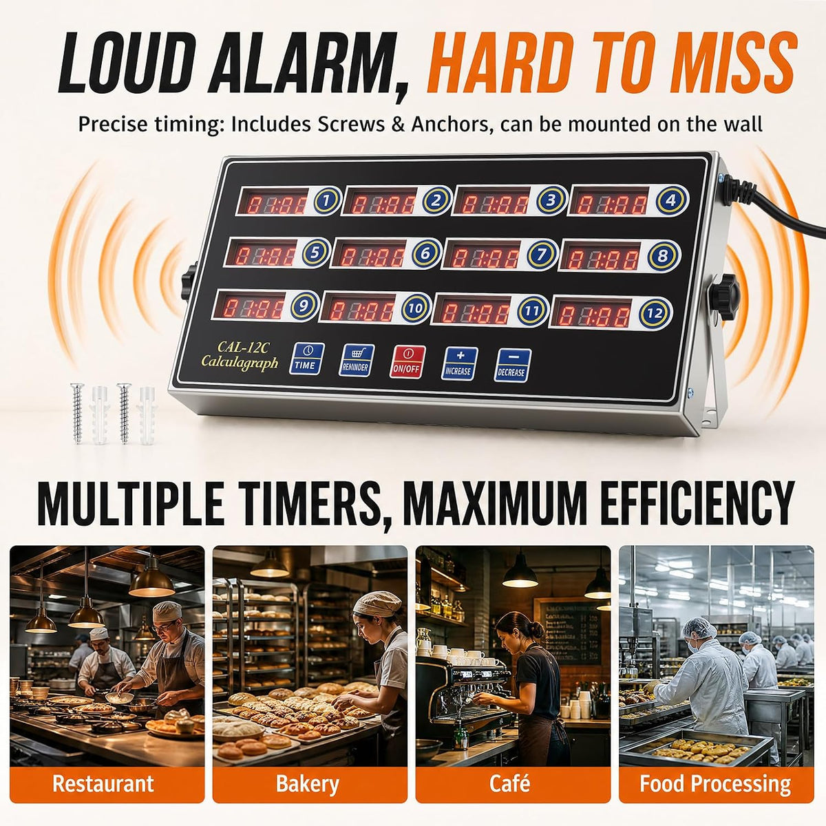 Relaxweex Commercial Digital Kitchen Timer for Cooking, 8 Channel