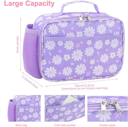 RHCPFOVR Kids Lunch Bag - Insulated Lunch Box for Boys Girls,Washable Lunch Bag and Reusable Toddler Leak-proof Lunchbox for School and Daycare - Colors B