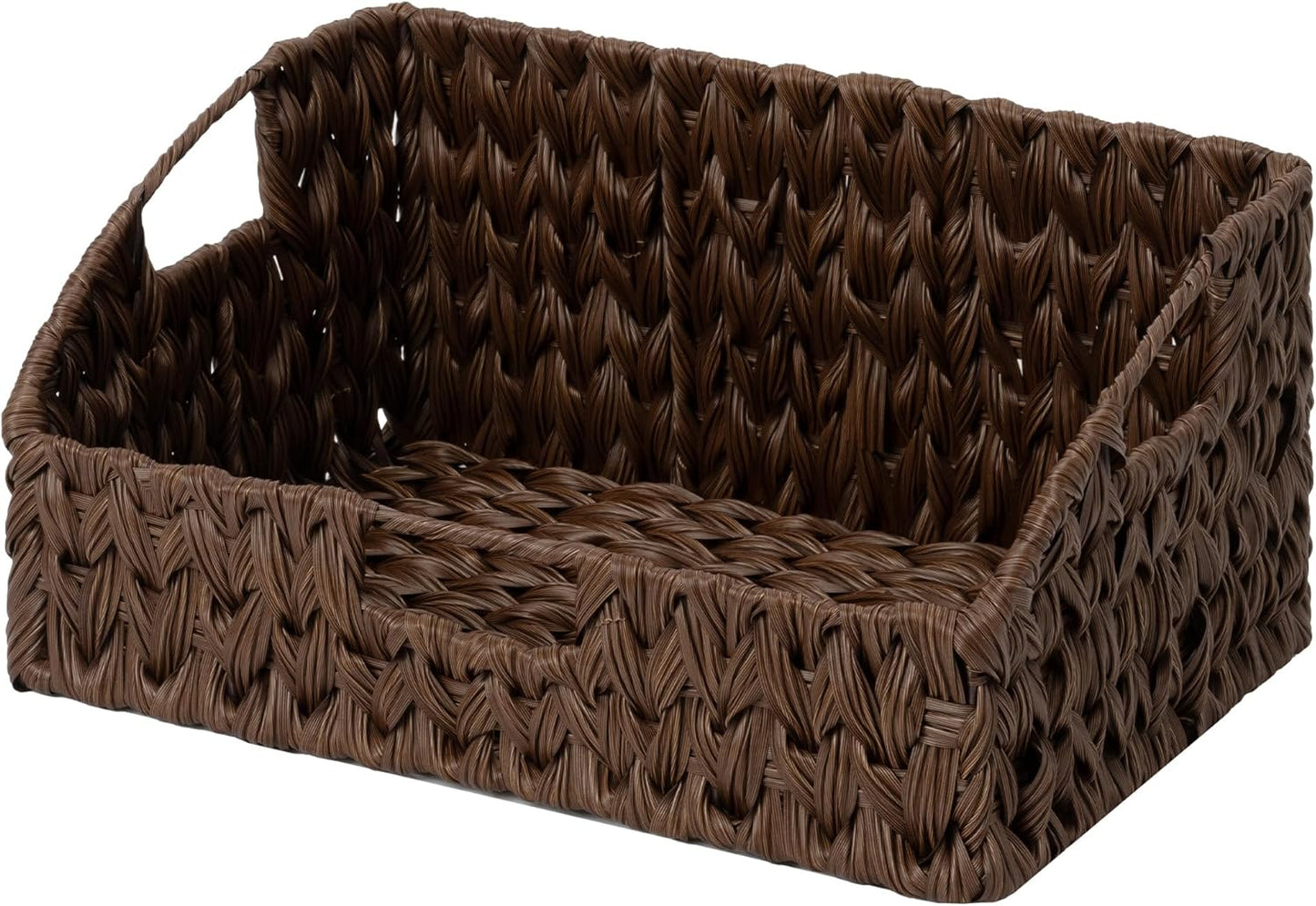 GRANNY SAYS Wicker Storage Baskets for Shelves, Trapezoid Woven Basket with Handles, Storage Wicker Baskets for Pantry, Water Hyacinth, 2-Pack
