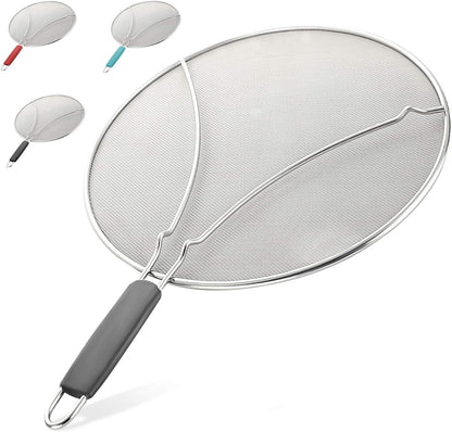 Zulay Kitchen Splatter Screen for Frying Pan (13”) - Grease Splatter Guard for Frying Pan - Oil Splatter Guard - Oil Splash Guard for Frying Pan - Stainless Steel Grease Screen for Stove Top (Black)
