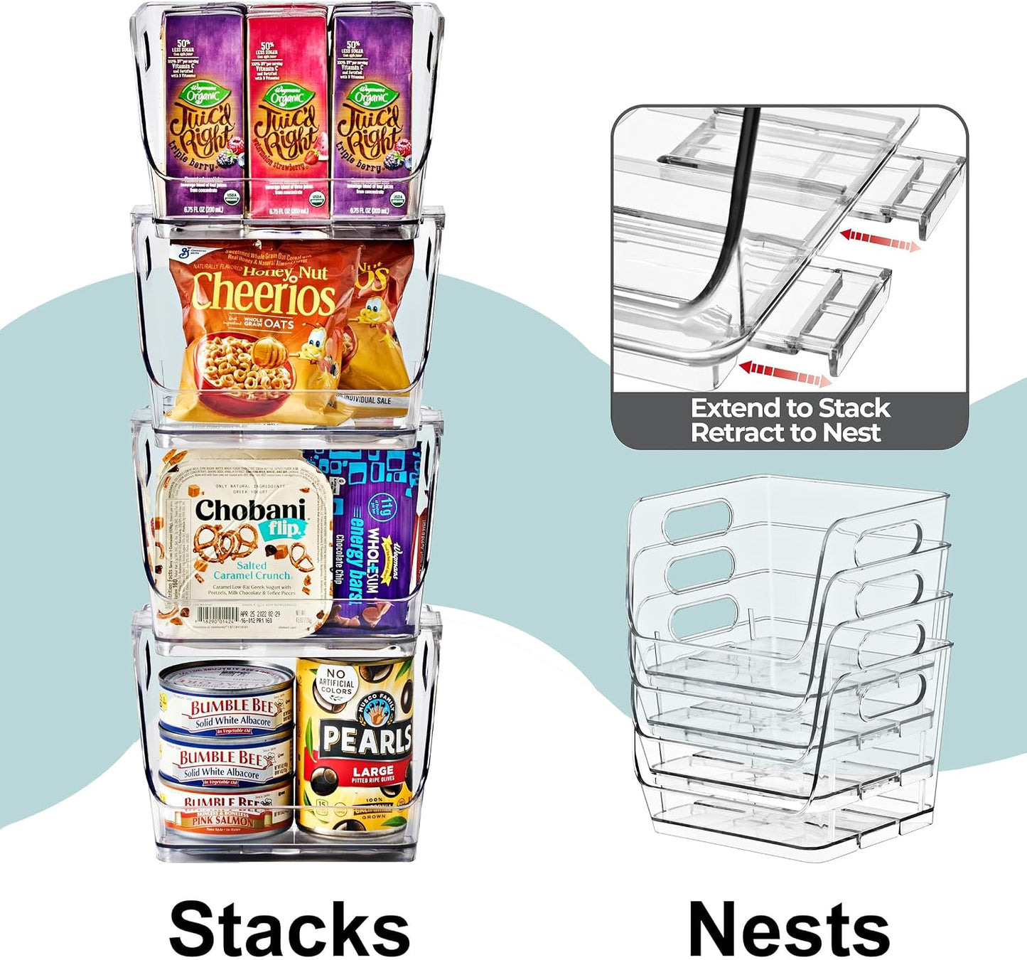 Sorbus Stackable Storage Bins Open Front - Clear Stackable Storage Bins - Pantry Bins for Storage and Organization - Acrylic Stackable Bins for Kitchen - Clear Pantry Organizer Bins (Medium 2 Pack)