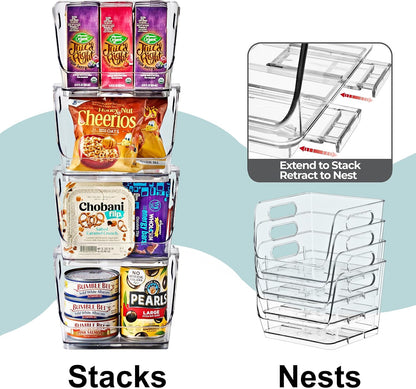Sorbus Stackable Storage Bins Open Front - Clear Stackable Storage Bins - Pantry Bins for Storage and Organization - Acrylic Stackable Bins for Kitchen - Clear Pantry Organizer Bins (Medium 2 Pack)