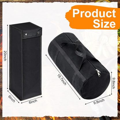 Amylove 2 Pcs Grill Utensil Storage Bag 20" Extra Thick Canvas Barbecue Grill Tool Storage Bag Carry Container Waterproof Zipper Closure, for Outdoor Grilling Camping Hiking Barbecue Accessory(Green)
