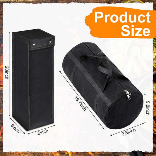 Amylove 2 Pcs Grill Utensil Storage Bag 20" Extra Thick Canvas Barbecue Grill Tool Storage Bag Carry Container Waterproof Zipper Closure, for Outdoor Grilling Camping Hiking Barbecue Accessory(Green)