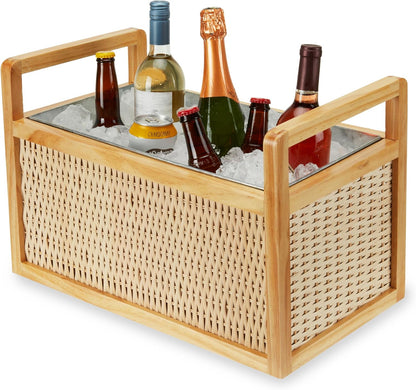 Twine Cheers Beverage Tub, Galvanized Tubs for Entertaining, Drink Buckets for Parties, Large Ice Tub and Gift Basket, Beer Buckets, Cream, 6.3 Gallons Set of 1