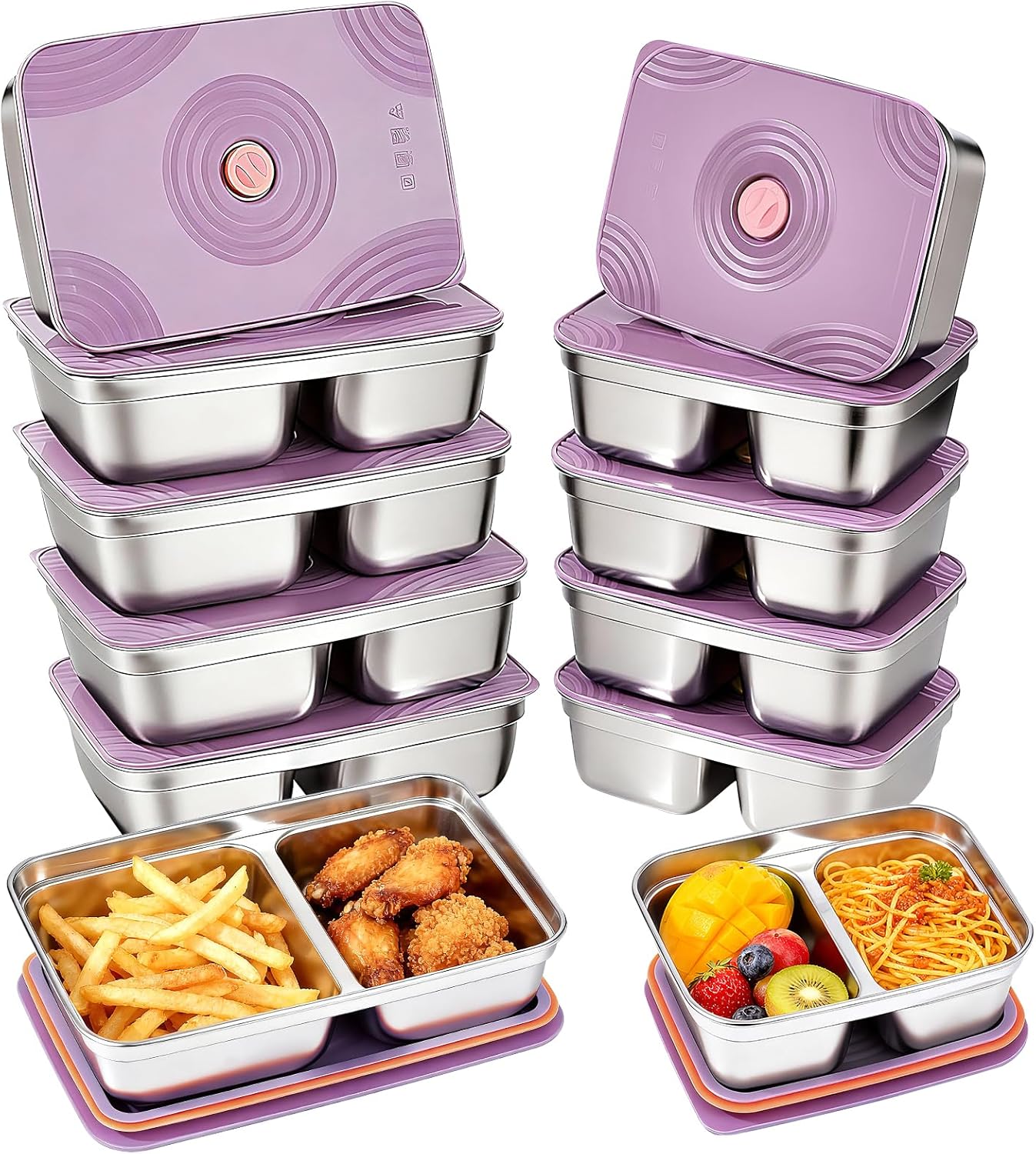 GIUOIDUO stainless steelFood Storage Containers setsstorage box with lidfreezer FrozenKitchen tray with lidOven plateSide dish plate Freezer & Dishwasher Safe