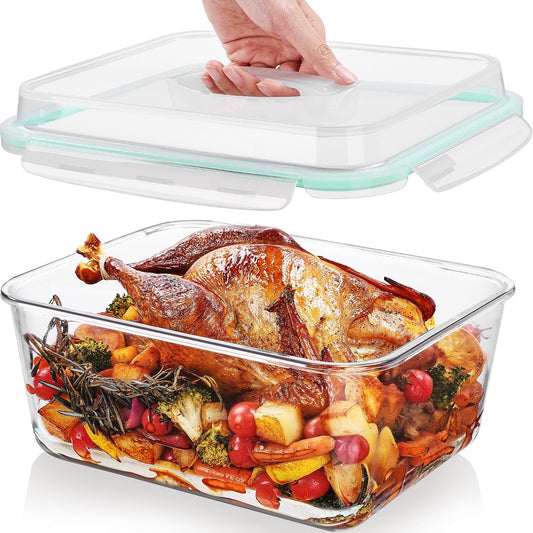 Vtopmart 2.26L/76oz Extra Large Glass Food Storage Containers with Lids, 6 pack Meal Prep Container Set, Airtight Lunch Boxes with Snap Locking Lids for Microwave, Oven, Freezer, Dishwasher