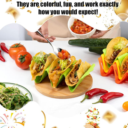 Li&Zhao Taco Holder Stands - 3 PCS Colorful Taco Trays Taco Plates Taco Rack Taco Stands Taco Shell Holder for Baking Grill Barbecue Oven Dishwasher & Microwave Safe