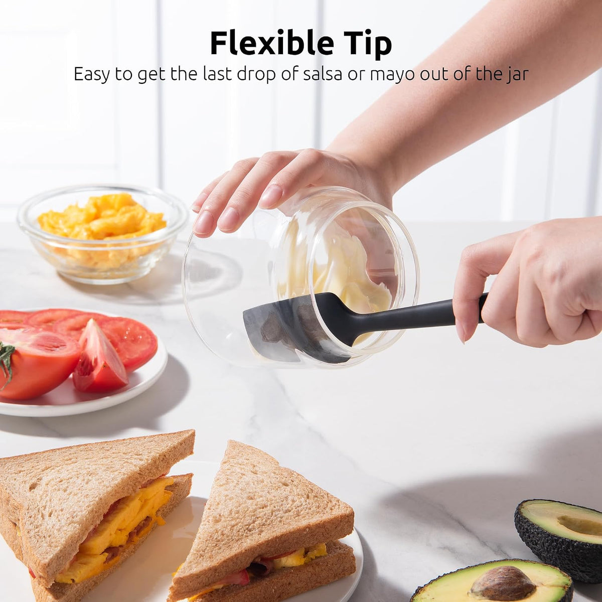 U-Taste Small Mini Silicone Spatula, 9in Rubber Jar Bowl Scraper, Black