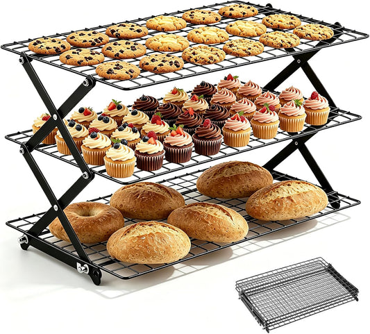 Collapsible Cooling Rack 3-Tier Foldable Cookie Cooling Rack for Baking