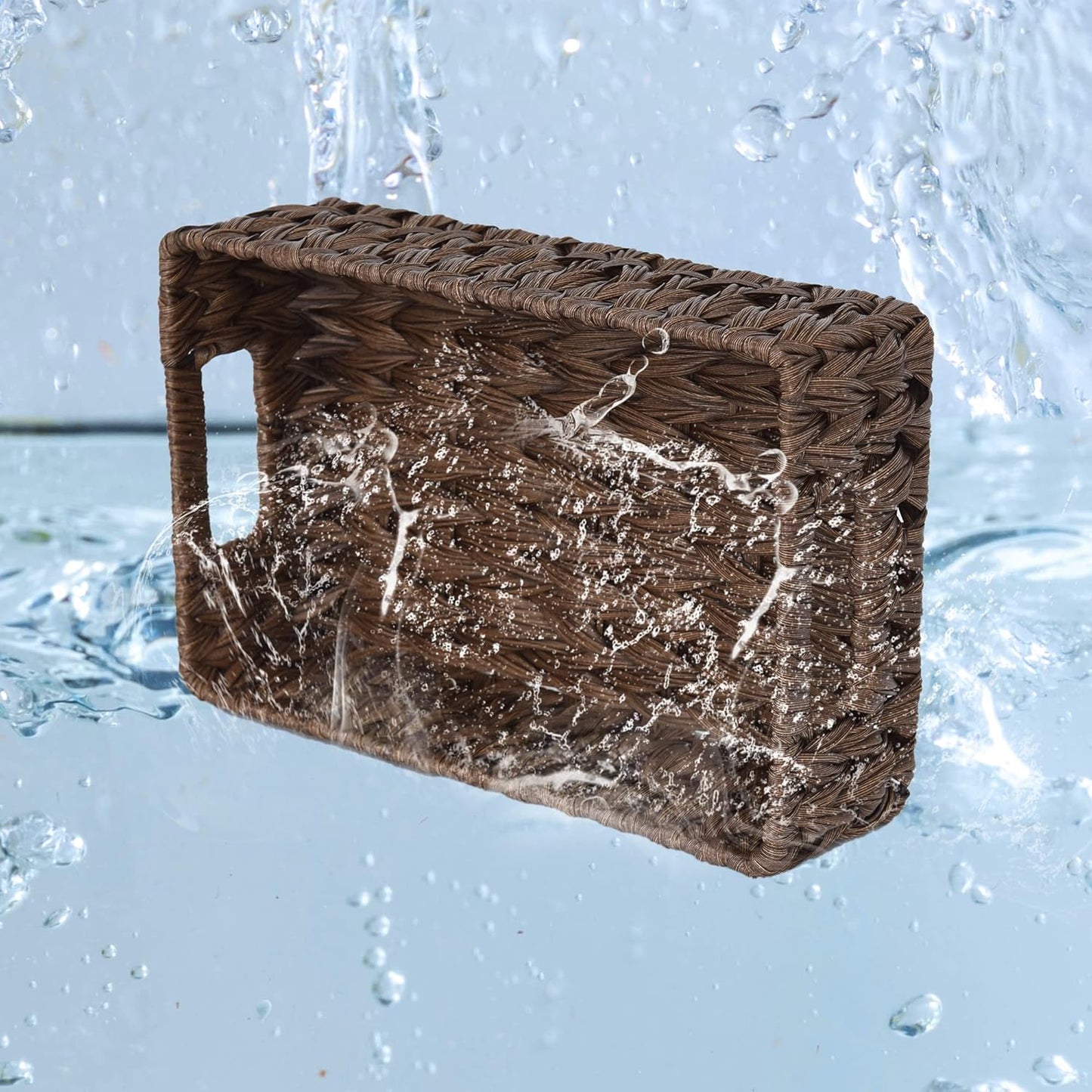 GRANNY SAYS Wicker Storage Baskets for Shelves, Water Hyacinth Basket with Scalloped Edge, Storage Wicker Baskets for Pantry, Large, 2-Pack