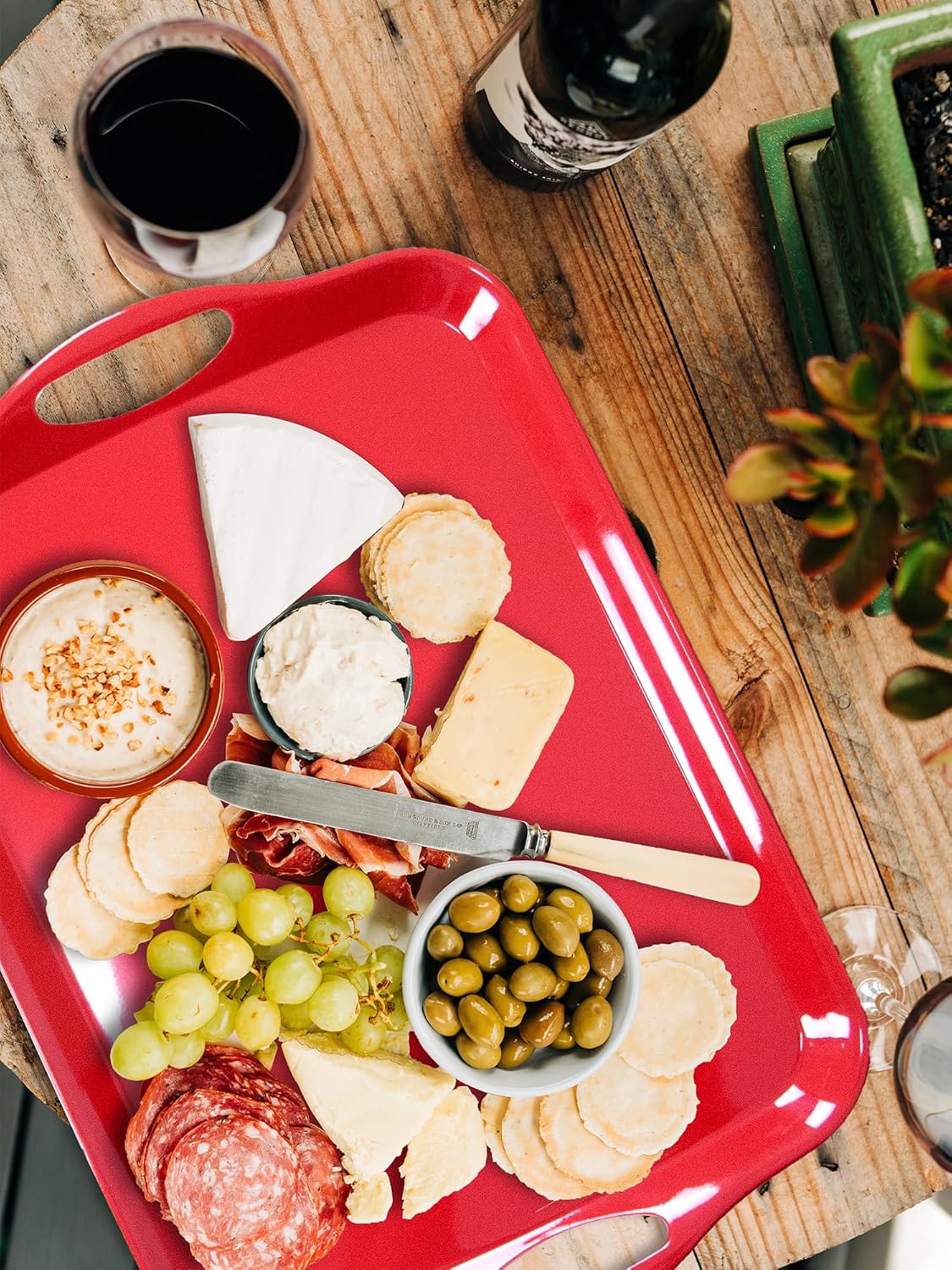 KAQAHIDO Large Melamine Serving Trays for Eating, 17.5’’ x 12’’ Serve Platter for Appetizer, Charcuterie, Food, Snack, Cupcakes, Dessert, BPA-Free, Dishwasher Safe Tray, Set of 2, White