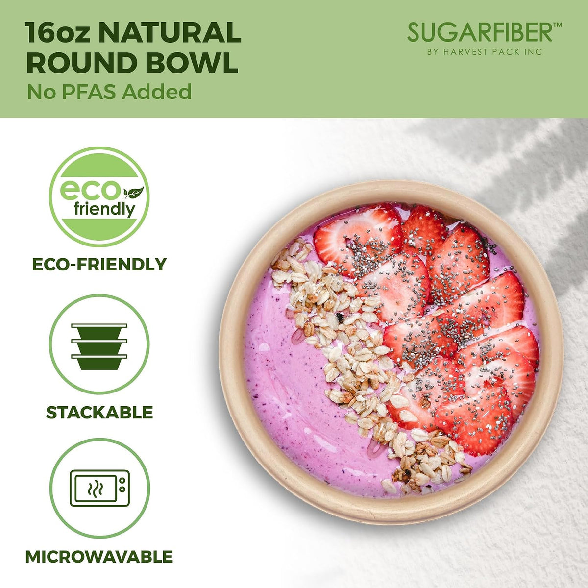 32oz Compostable Paper Bowls Disposable Round Natural Soup Bowls, 50 Count