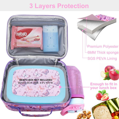 RHCPFOVR Kids Lunch Bag - Insulated Lunch Box for Boys Girls,Washable Lunch Bag and Reusable Toddler Leak-proof Lunchbox for School and Daycare - Colors B