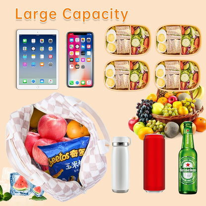 Lunch Bag for Women Men Girl,Large Cute Corduroy Lunch Tote Bags - Reusable Insulated Lunch Box for women with Handle, Leakproof WaterProof Design for Office, School, Work,Picnic.