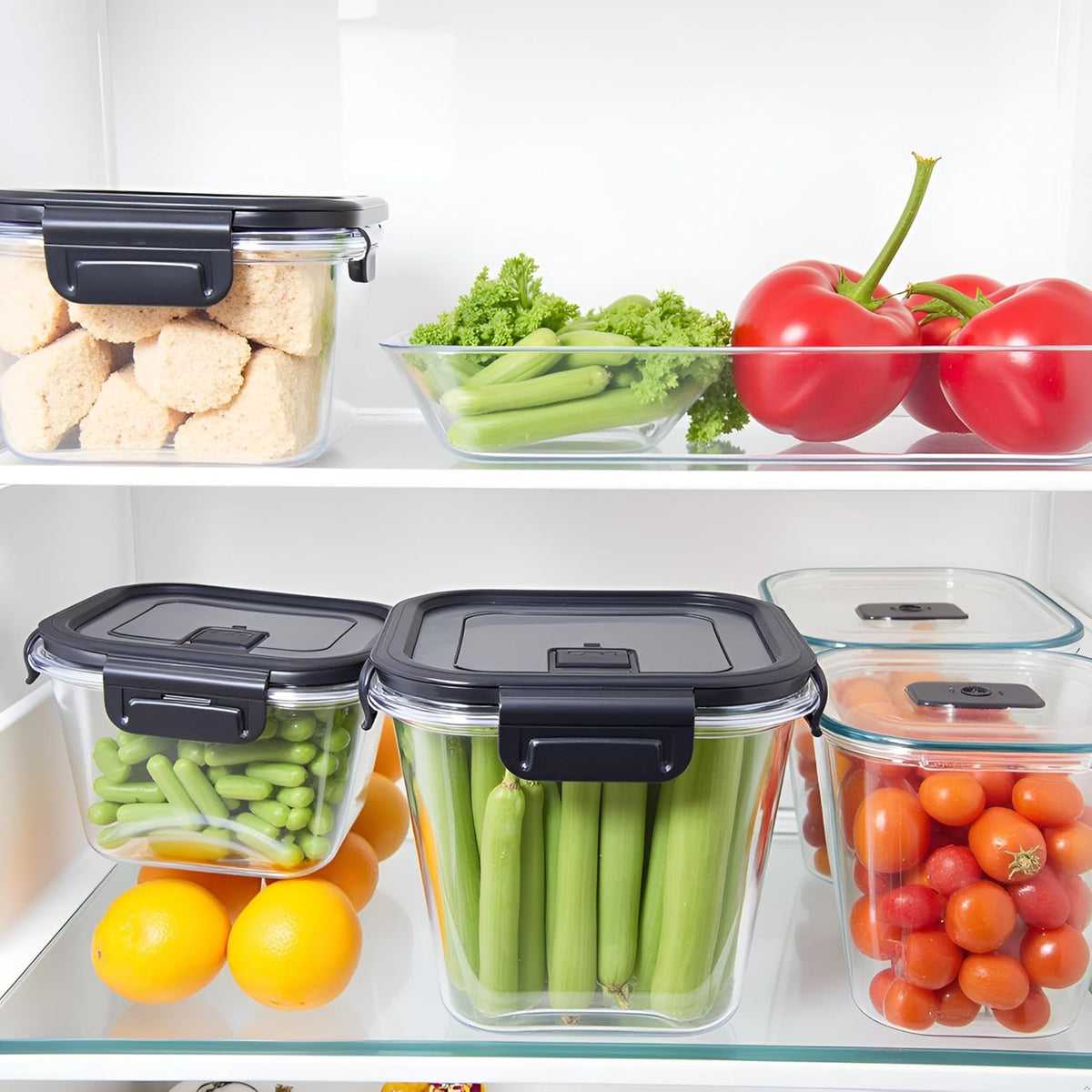 H.JSS WDJS 3Cup Round Glass Food Storage Containers with Airtight lids, 23oz Glass Meal Prep Containers, Heat-Resistant BPA-Free for Soup Leftover, Microwave, Dishwasher and Fridge Safe (white-4Pack)