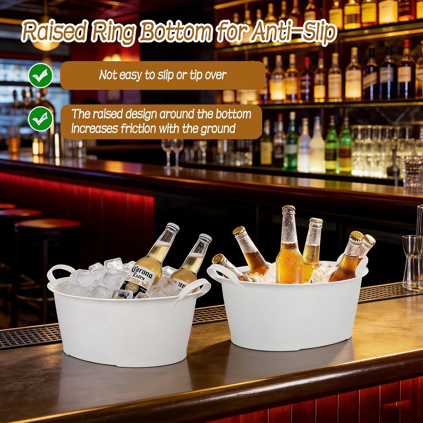 3 Packs Large Ice Bucket for Parties, 6.6L Portable Beverage Tubs for Parties, Large Plastic Drink Ice Buckets for Beverage Wine Beer Cocktails & Outdoor Events, Durable Ice Storage Cube