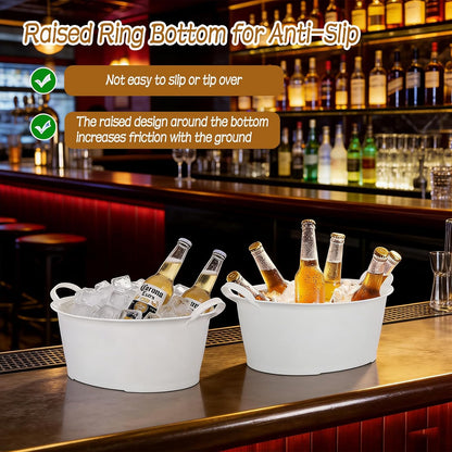 3 Packs Large Ice Bucket for Parties, 6.6L Portable Beverage Tubs for Parties, Large Plastic Drink Ice Buckets for Beverage Wine Beer Cocktails & Outdoor Events, Durable Ice Storage Cube