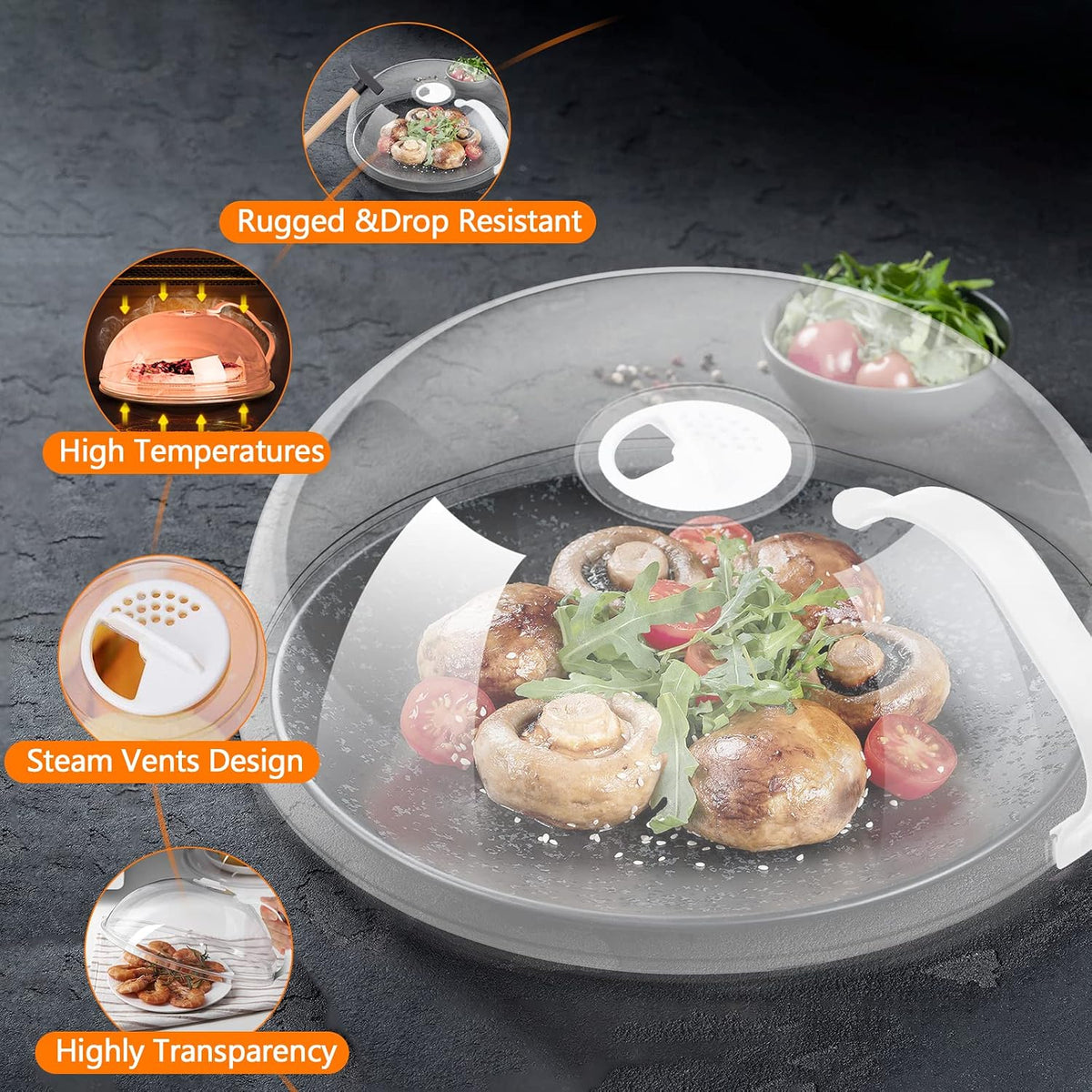 Microwave Cover for Food Splatter, BPA Free, Microwave Plate Cover Guard Lid with Handle, Food Cover Steam Vents Keeps Microwave Oven Clean-2 Pack