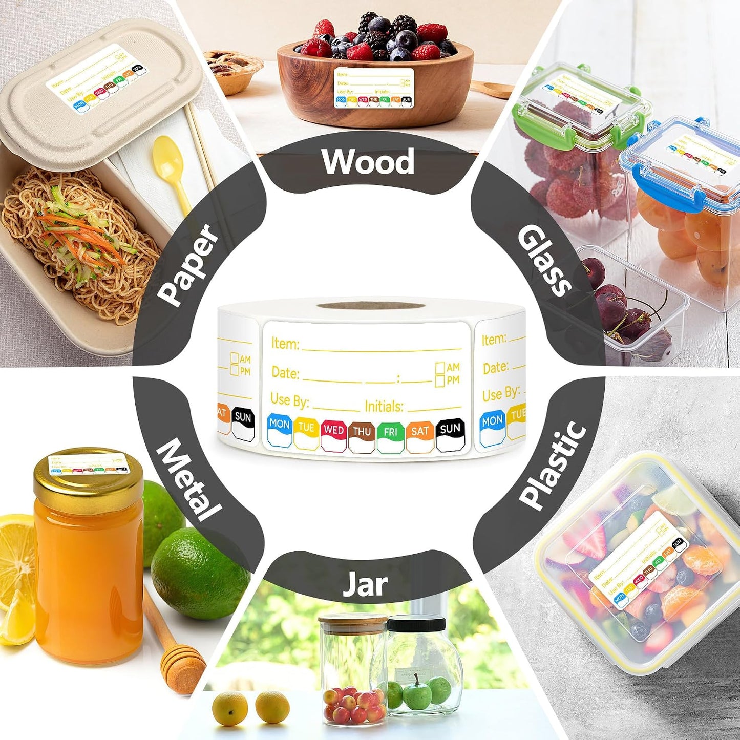 500 Pcs 1 inch X 2 inch Restaurant Quality Shelf Life Food Rotation Labels, Self-Adhesive Removable for Reusable Containers, Food Safety Date Sticker, Leftover Labels (1 * 2in-500pc-Yellow6)
