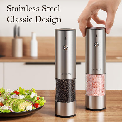 Ultrean Electric Salt and Pepper Grinder Set, Rechargeable,Matte Black