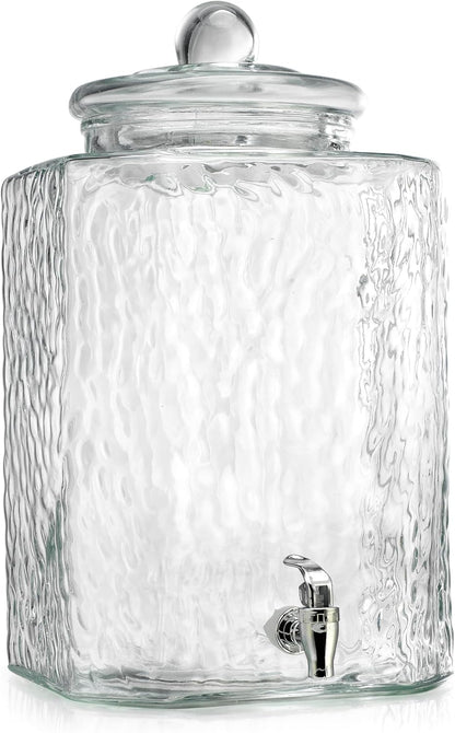 2 PACK 1.5 Gallon Drink dispenser, Glass Beverage Dispenser With Elegant Stand Stand, Drink Dispensers for Parties With Spigot 100% Leakproof. Perfect For Parties And Daily Use