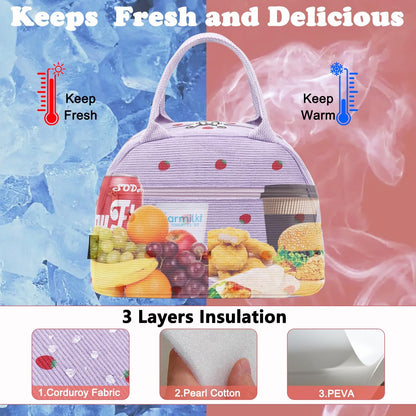 GYEUKHAM Lunch Bag Women, Lunch Box for Adult Men Kids Girls, Small Cute Lunchbox Tote Large Capacity Insulated Lunch Container Cooler for Work School Picnic Travel, Black White Stripes