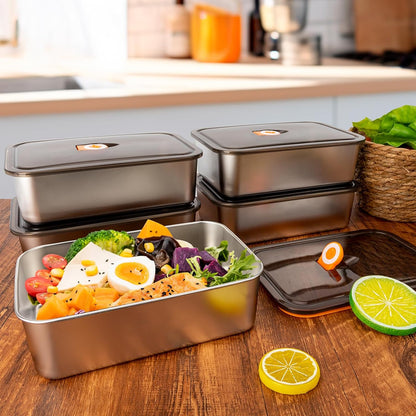 6 Pack(57oz) Stainless Steel Food Storage Containers with Lids Leak Proof & Airtight | Stackable Stainless Steel Containers for Meal Prep、Snack、Fruit，Freezer & Dishwasher Safe